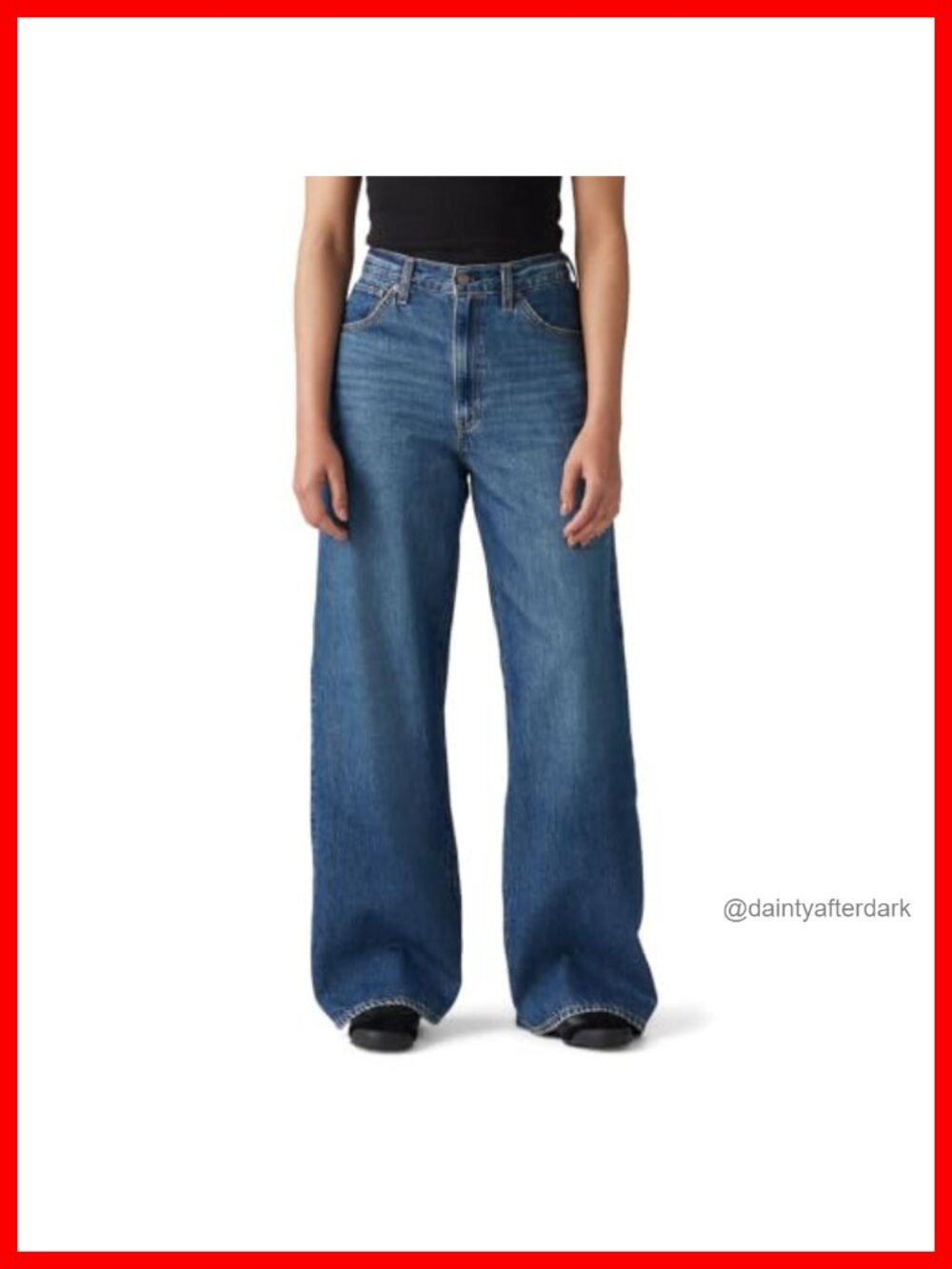 High Rise Cinch Baggy Straight Leg Non-Stretch Denim Jeans Oversized Fit